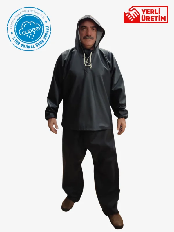 Siyah Balıkçı Takım Yağmurluk