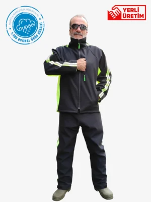 Siyah Motorcu Takım Yağmurluk